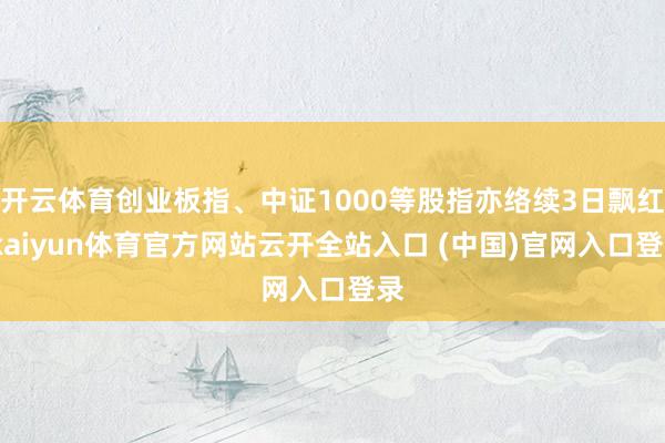 开云体育创业板指、中证1000等股指亦络续3日飘红-kaiyun体育官方网站云开全站入口 (中国)官网入口登录