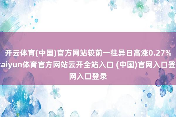 开云体育(中国)官方网站较前一往异日高涨0.27%-kaiyun体育官方网站云开全站入口 (中国)官网入口登录